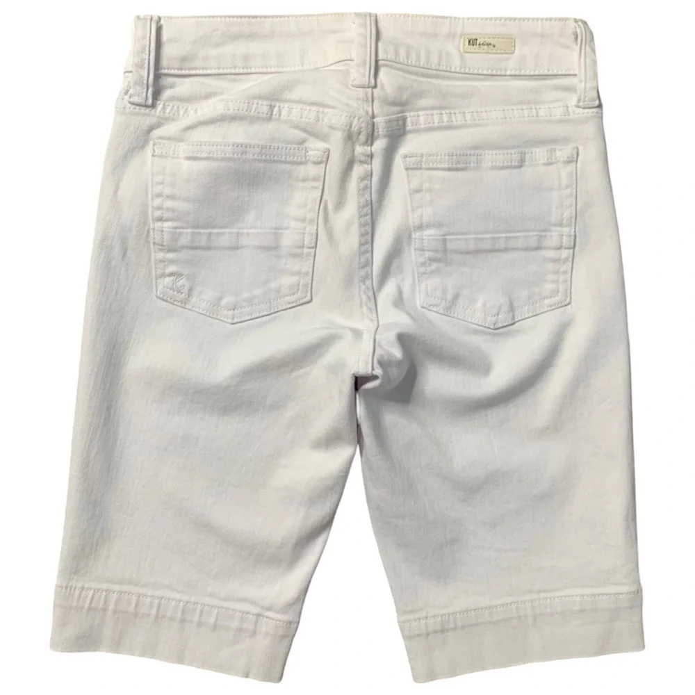 Kut from the Kloth Natalie Mid Rise Bermuda Denim Shorts White Size 0 - Picture 7 of 16